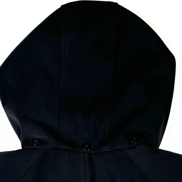 London Fog Trench Coat Women’s PM Black Softshell Metal Buckles Hooded Jacket - Picture 9 of 14